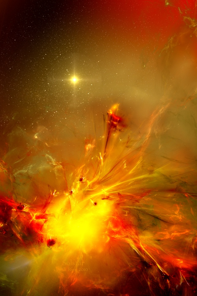 Туманность в красно-жёлтых тонах обои