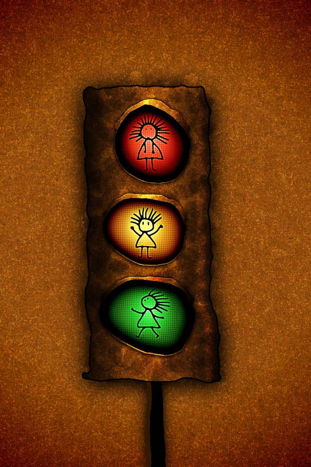 Нарисованный светофор обои