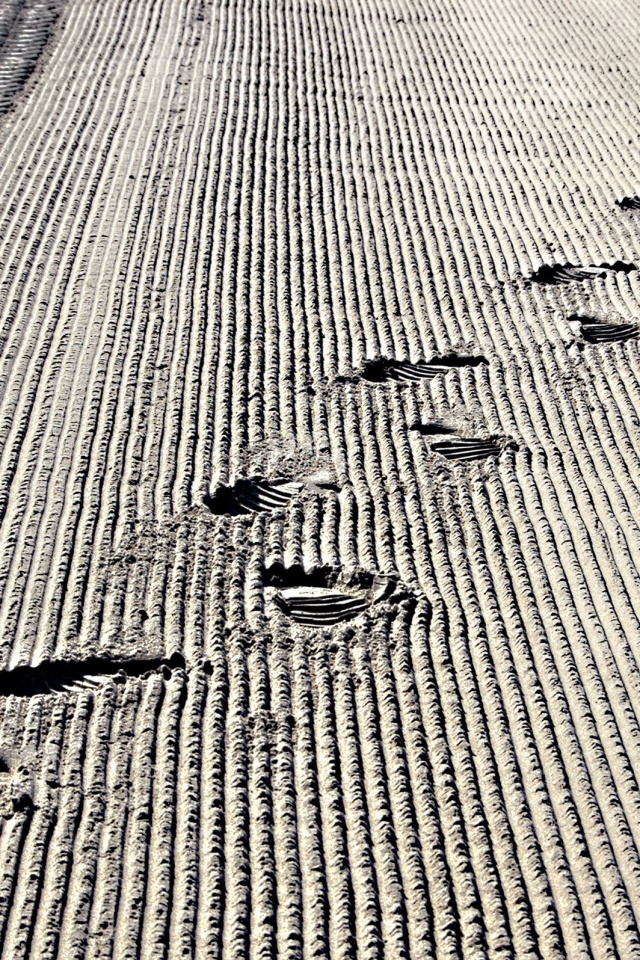 Следы на песке обои