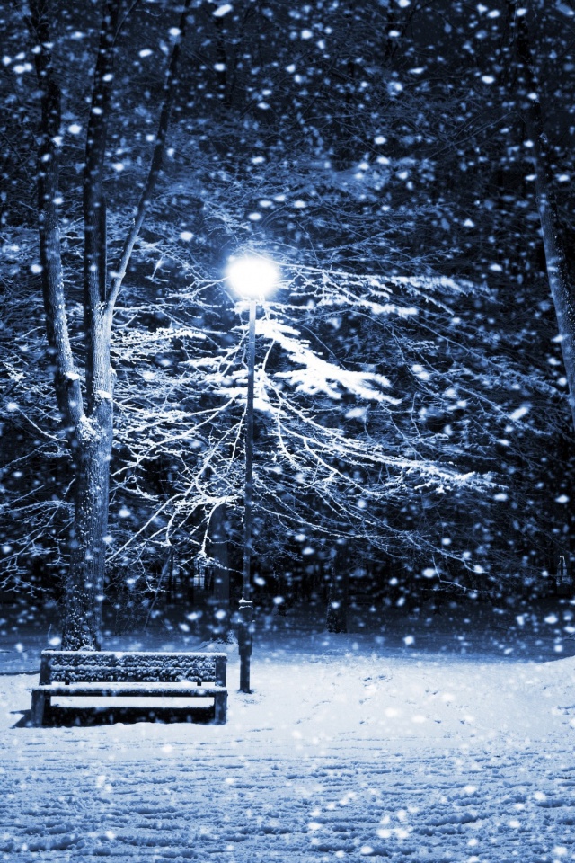 Ночь..улица..фонарь..скамейка.. обои