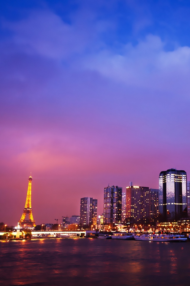 Вид на ночной Париж обои