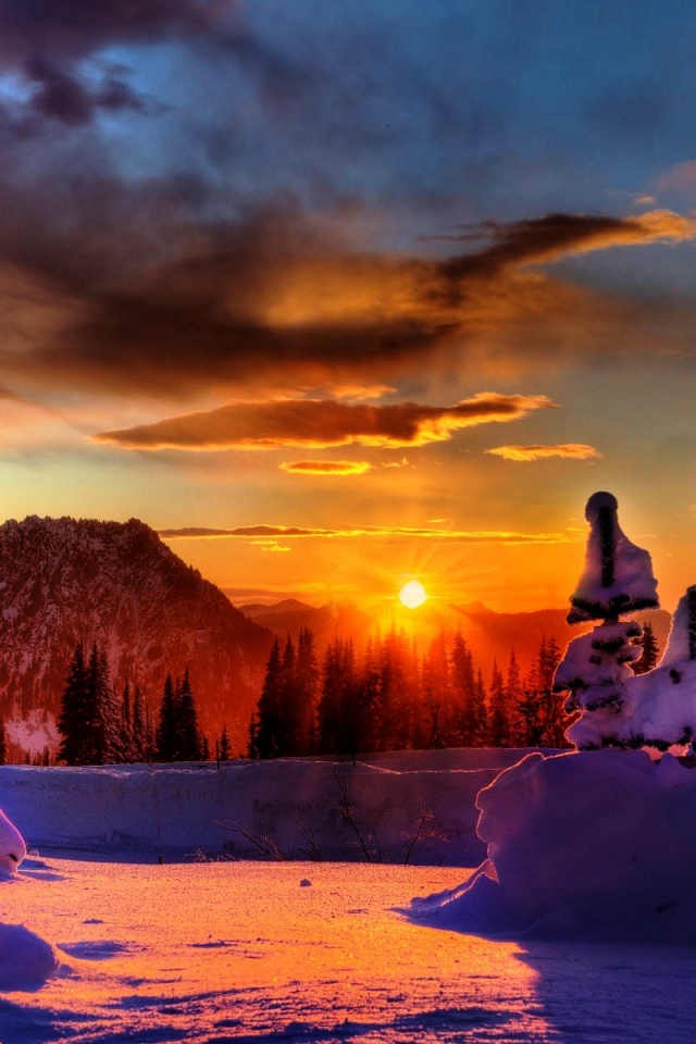 Зимнее солнце обои