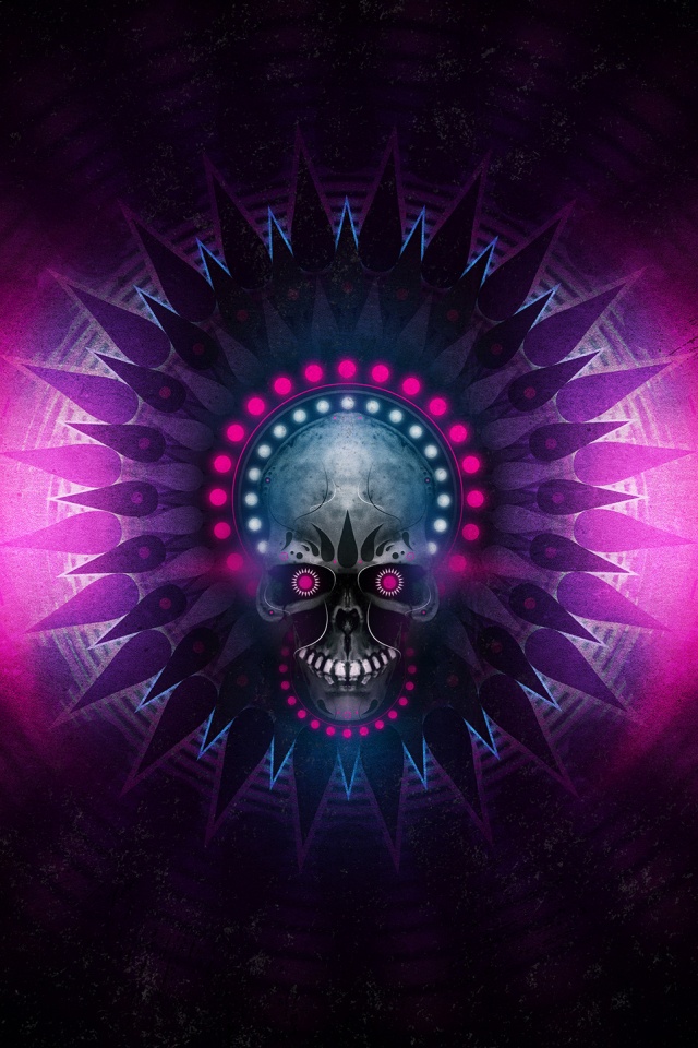 Неоновый череп обои