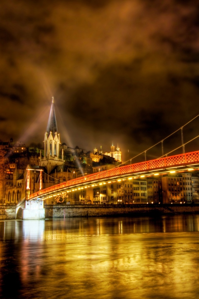 Ночная подсветка моста обои