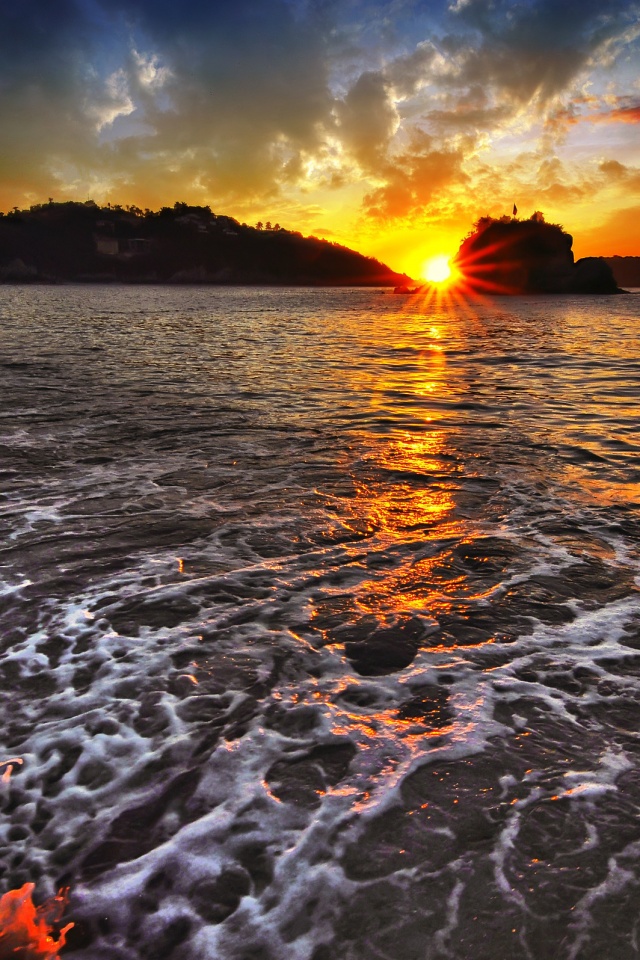 Закат в лагуне обои