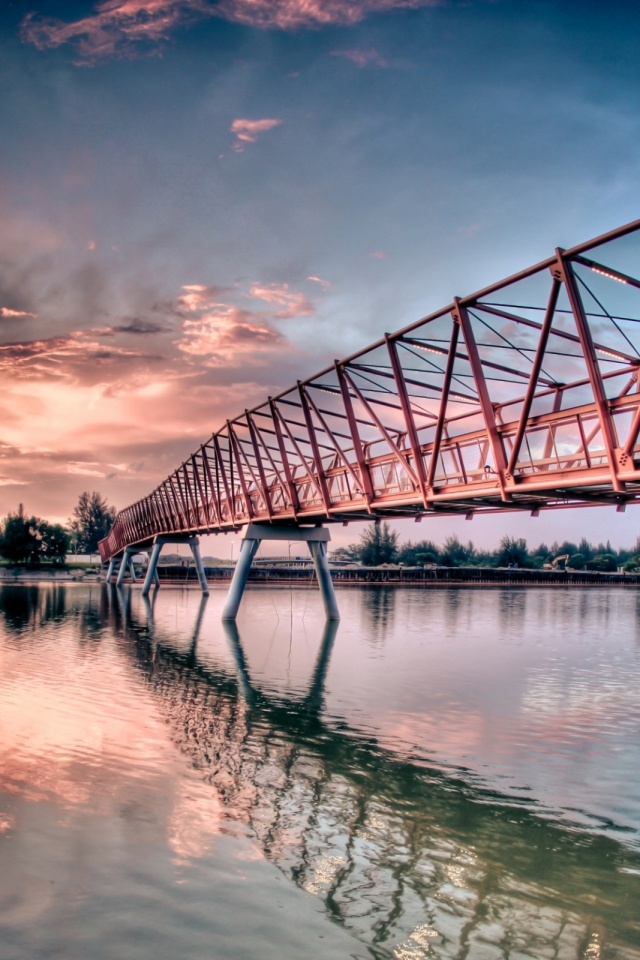 Мост через реку обои