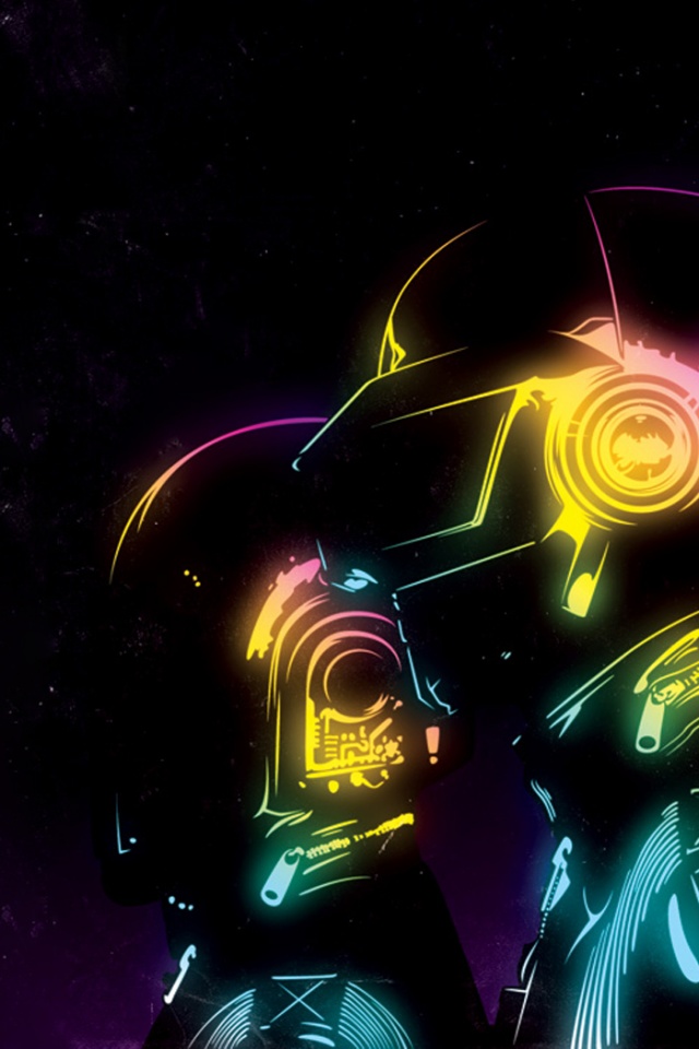 Яркий скетч Daft Punk обои