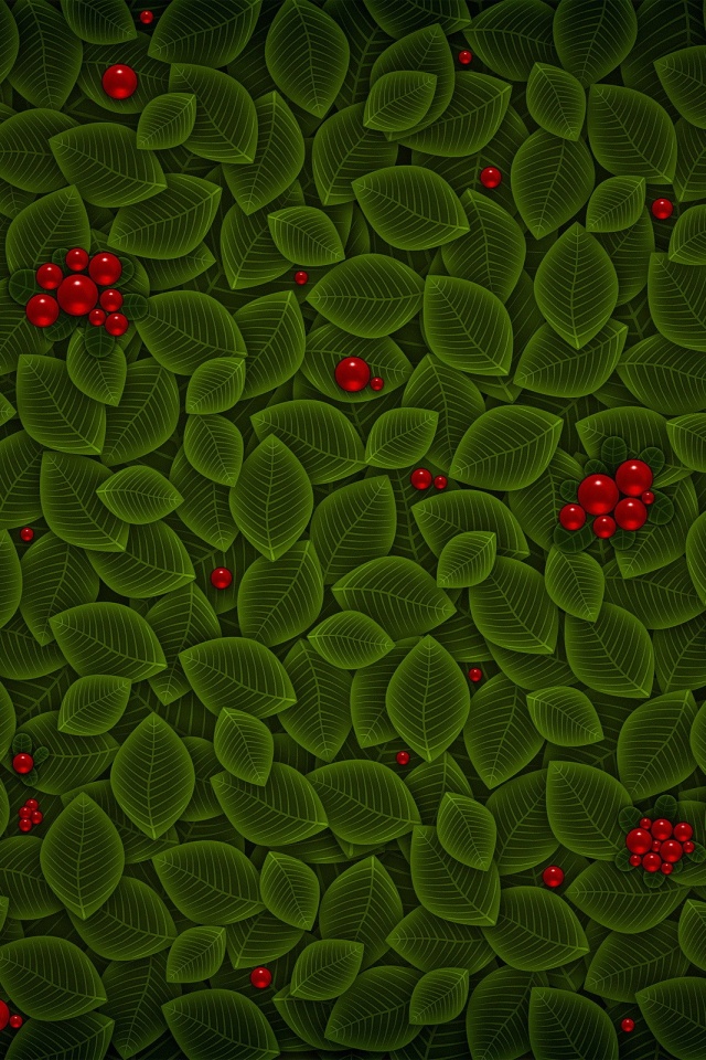 Векторные листья с ягодами обои