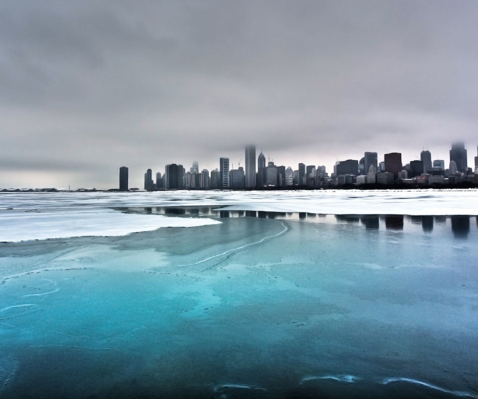 Зимний город обои