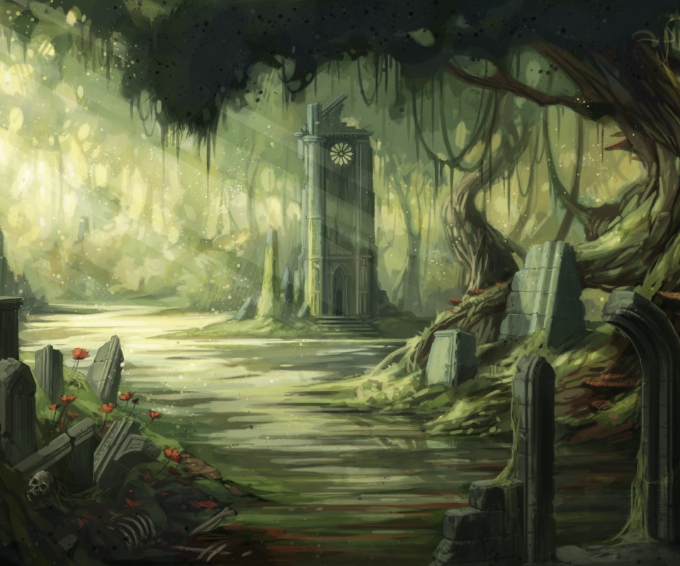 Руины эльфийского города обои