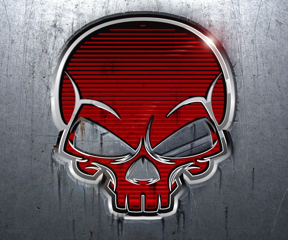 Красный череп лого обои