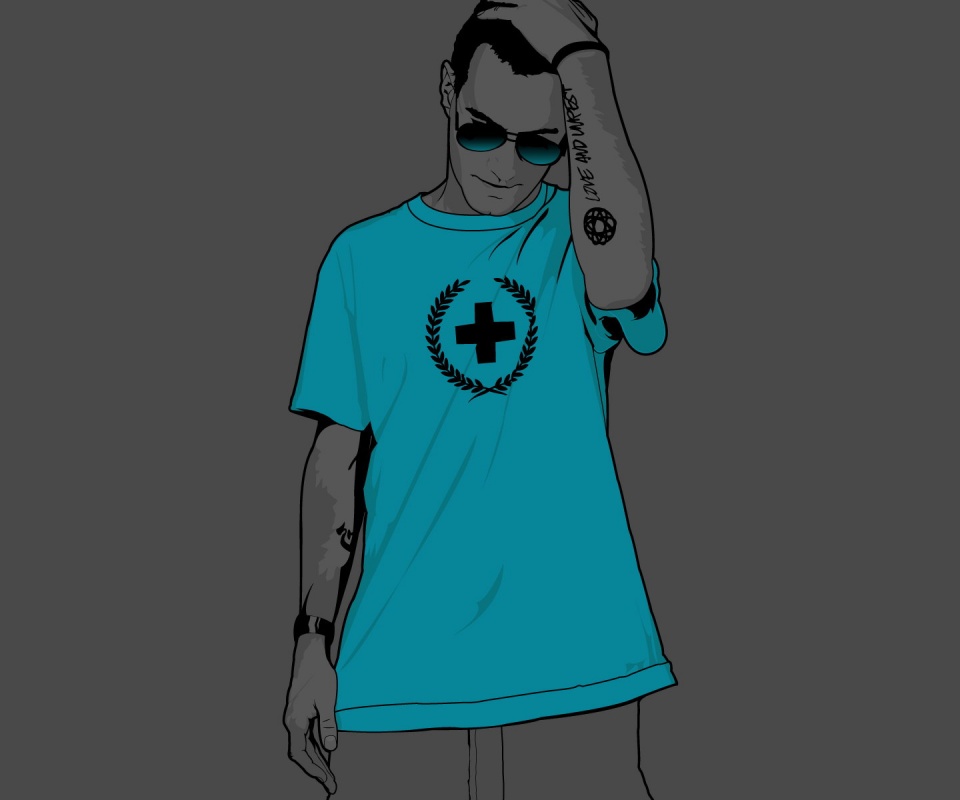 Парень в голубой футболке обои