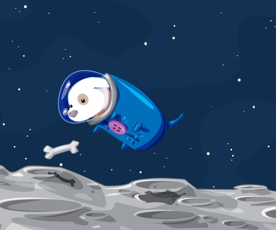 Собачка на луне обои