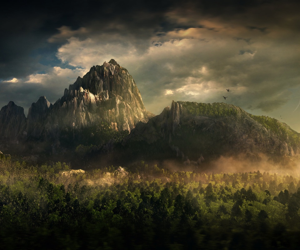 Горы посреди джунглей обои