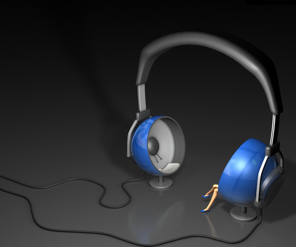 Девушка в наушниках обои