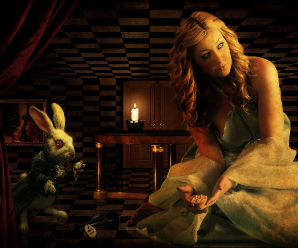 Алиса и белый кролик обои