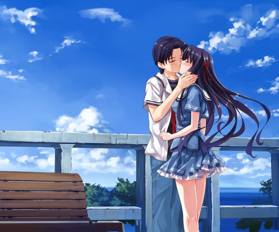 Поцелуй на набережной обои