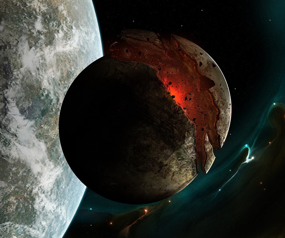 Спутник раскалывается пополам обои