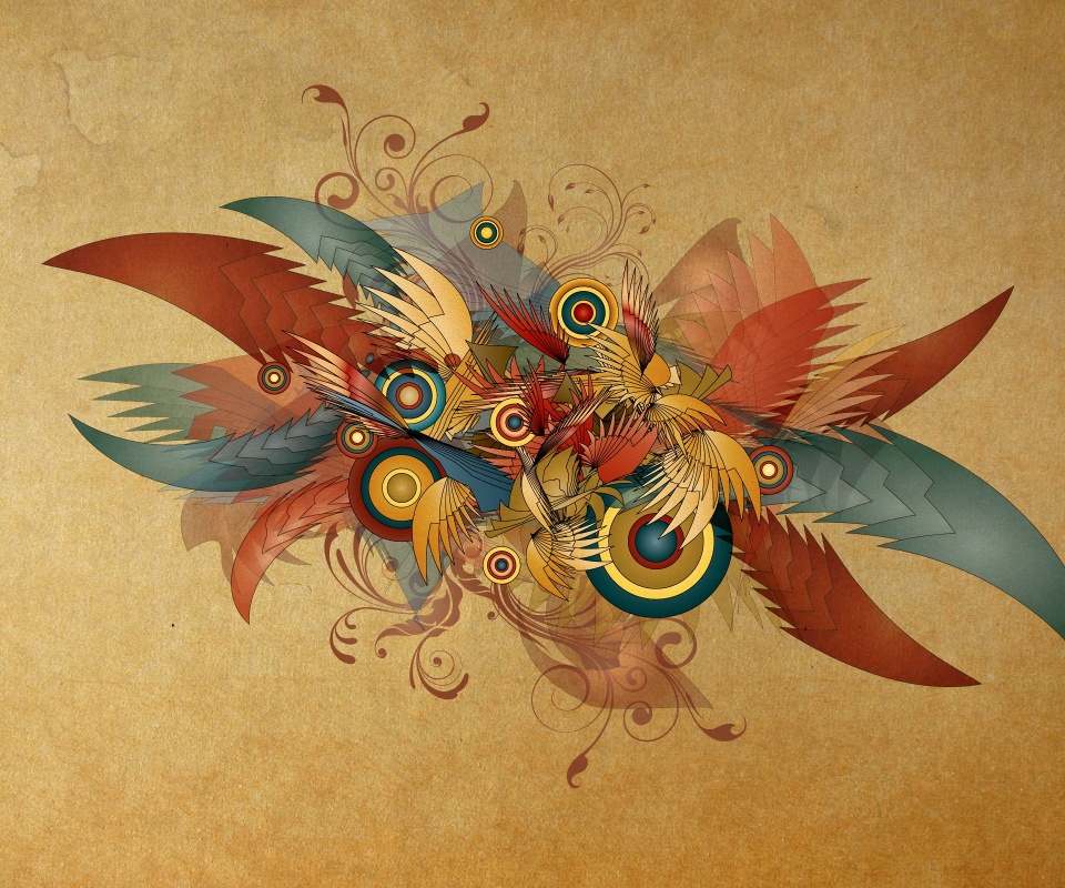 Перья и круги обои