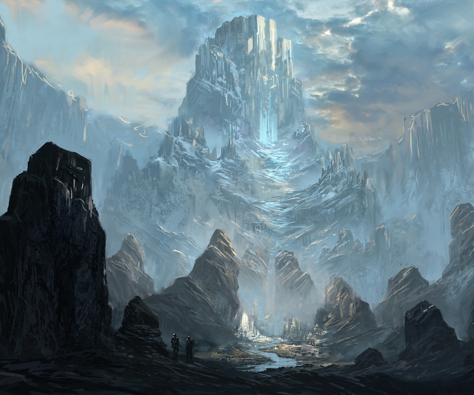 Город в горах обои