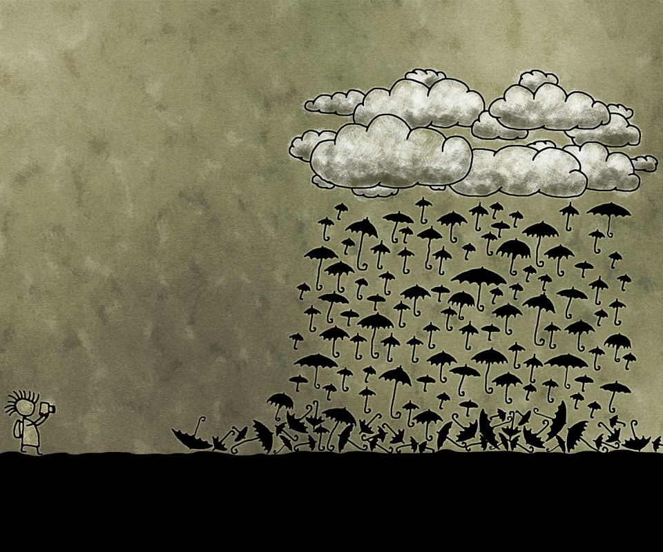 Дождь из зонтиков обои