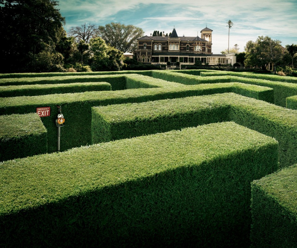 Аварийный выход из лабиринта, газонокосилки обои