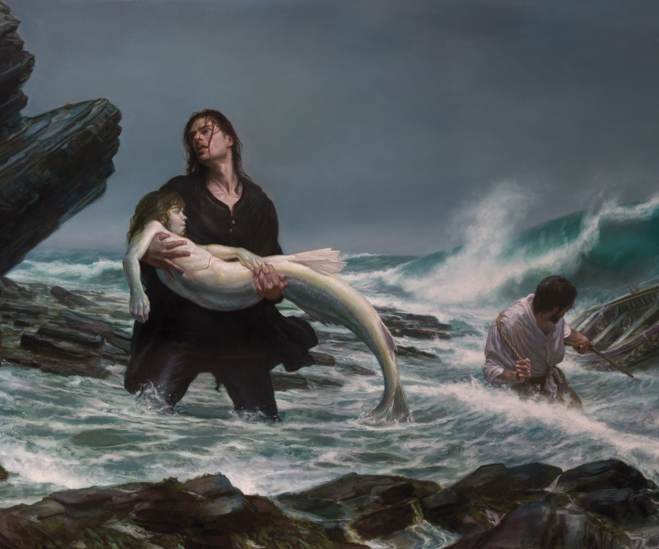 Рыбаки спасают русалку обои