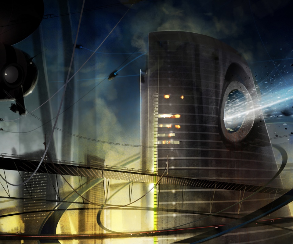 Выброс в городе будущего обои