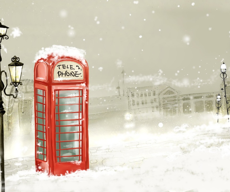 Лондонская телефонная будка обои