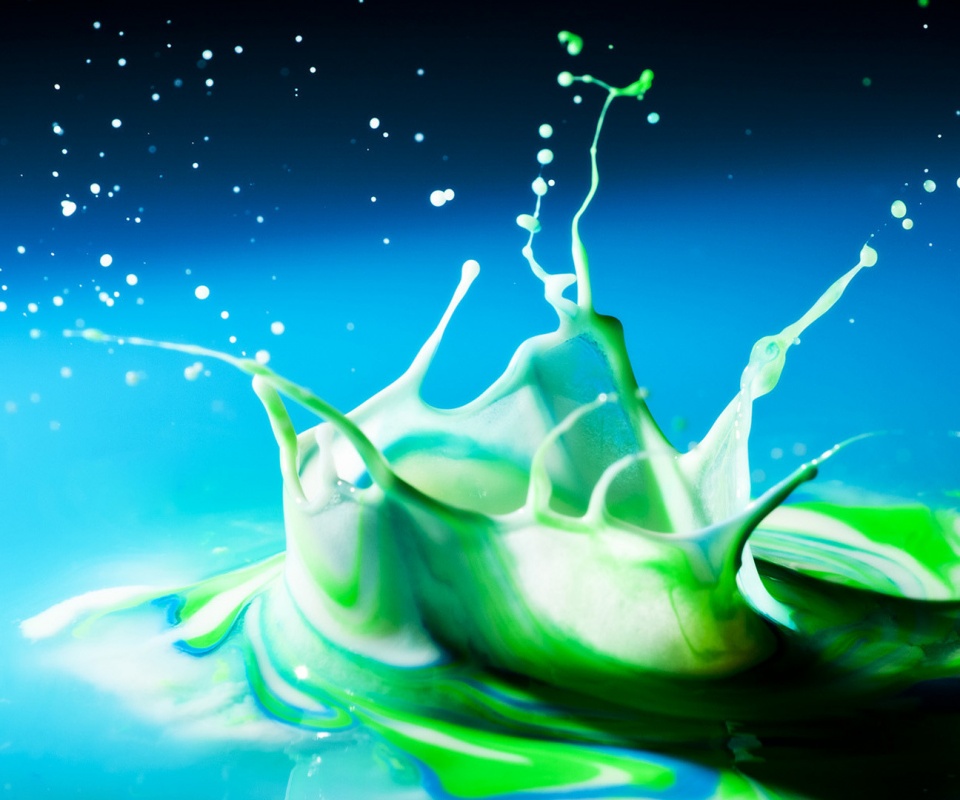 Брызги зеленой краски обои