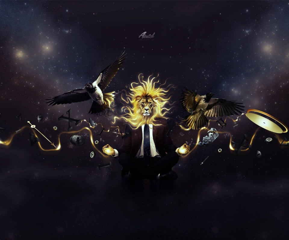 Мужчина с головой льва обои