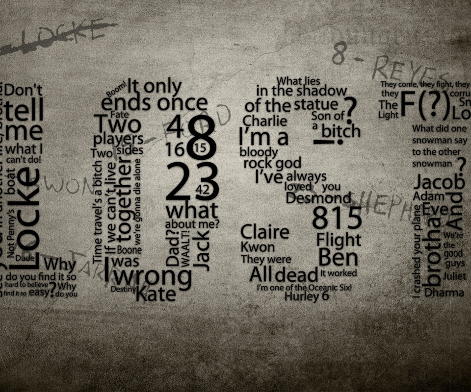 Коллаж LOST из надписей обои