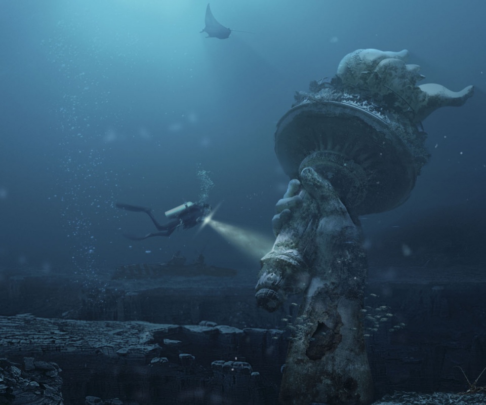 Затопленный Нью-Йорк обои