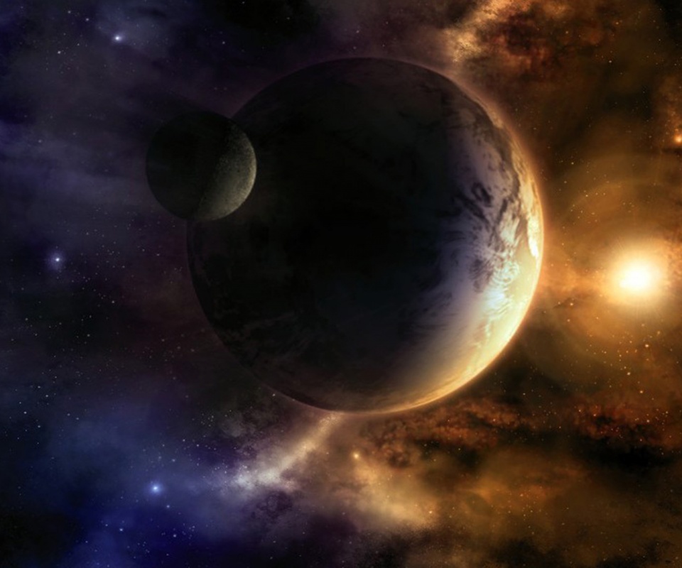 Планета с одним спутником обои