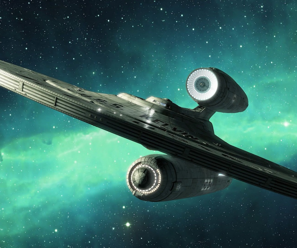 Космический корабль с двумя двигателями обои