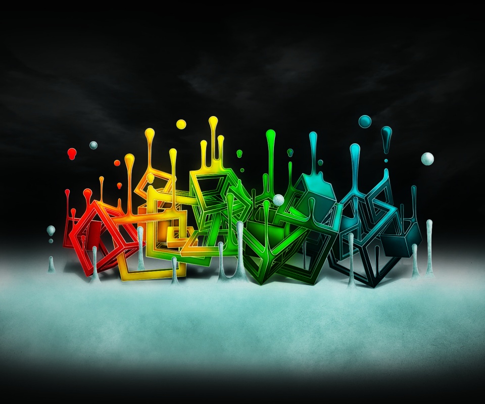 Цветные переплетающиеся кубы обои