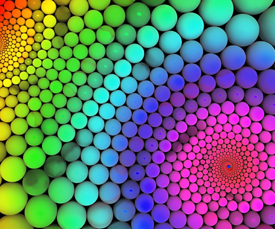 Радужные спирали из шариков обои