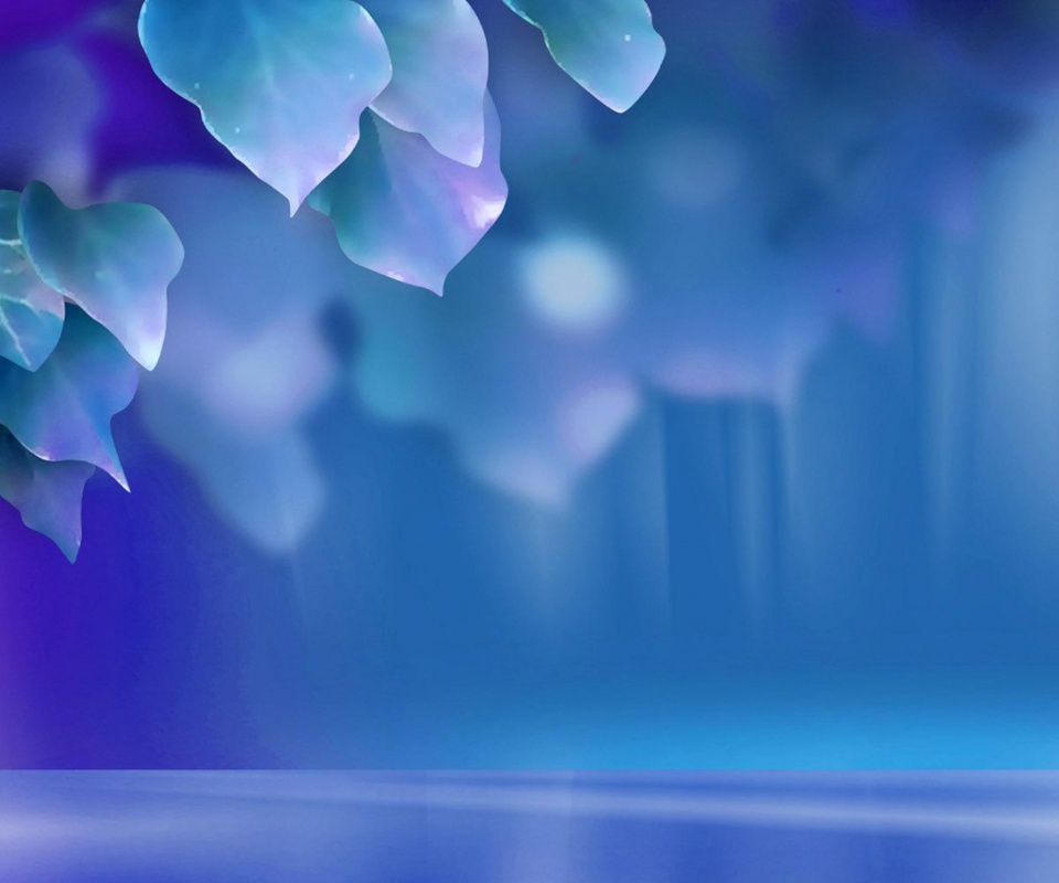 Синие листья обои