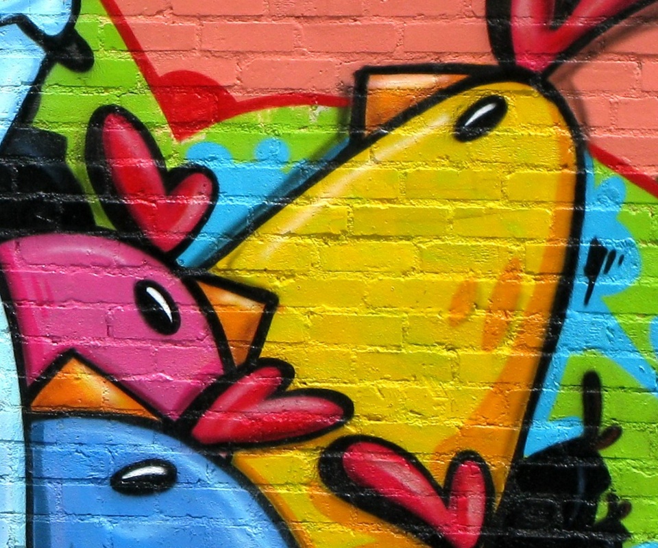 Граффити Курица с цыплятами обои