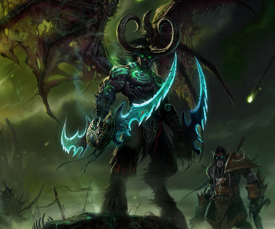 Иллидан с клинками обои