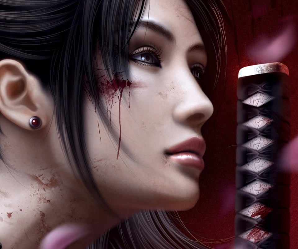 Японка с катаной обои