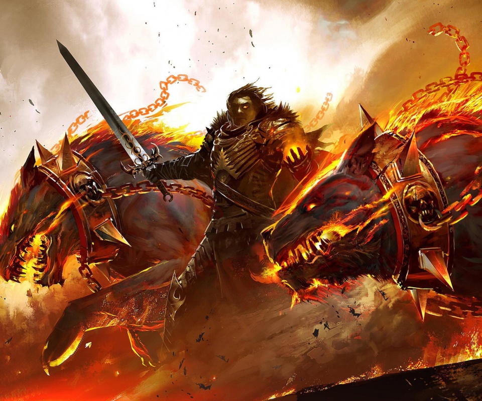 Темный рыцарь и гончие смерти обои