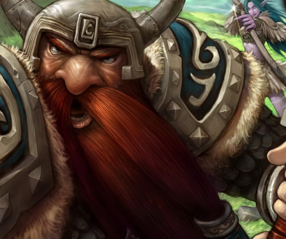 Гном убегающий от ночной эльфийки обои