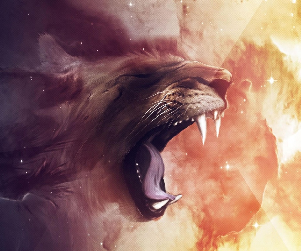 Рычащий лев обои