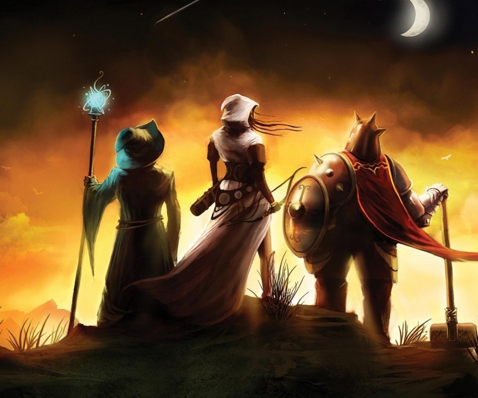 Воин, лучник и маг обои