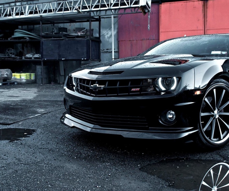 Черный шевроле камаро SS обои