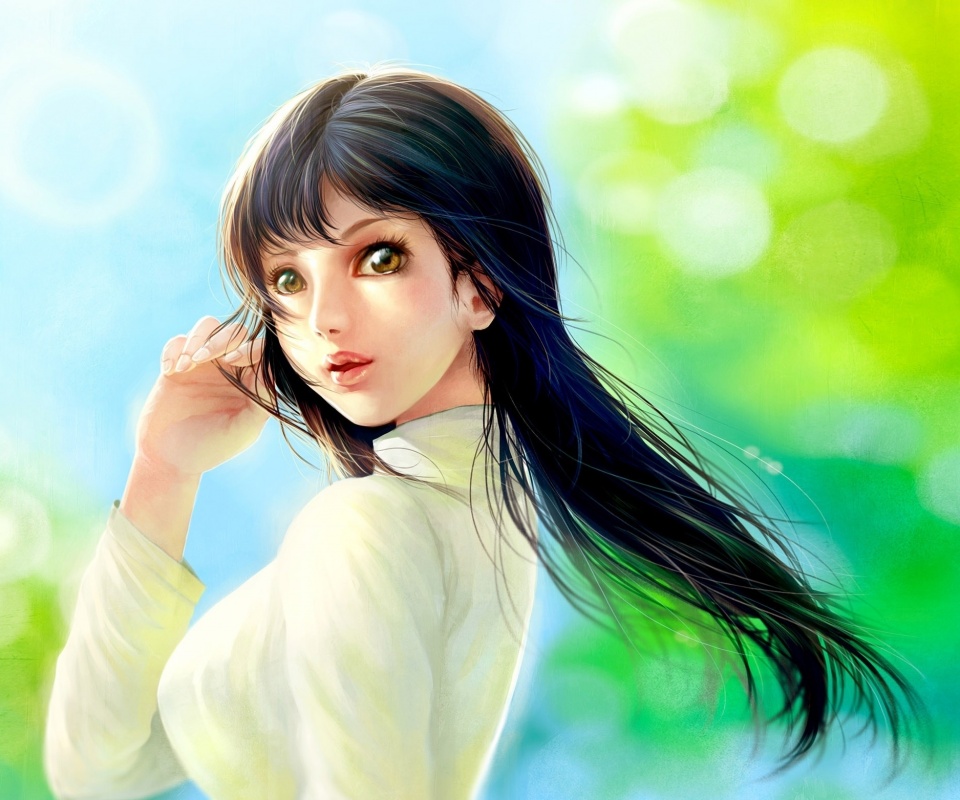 Девушка вполоборота обои