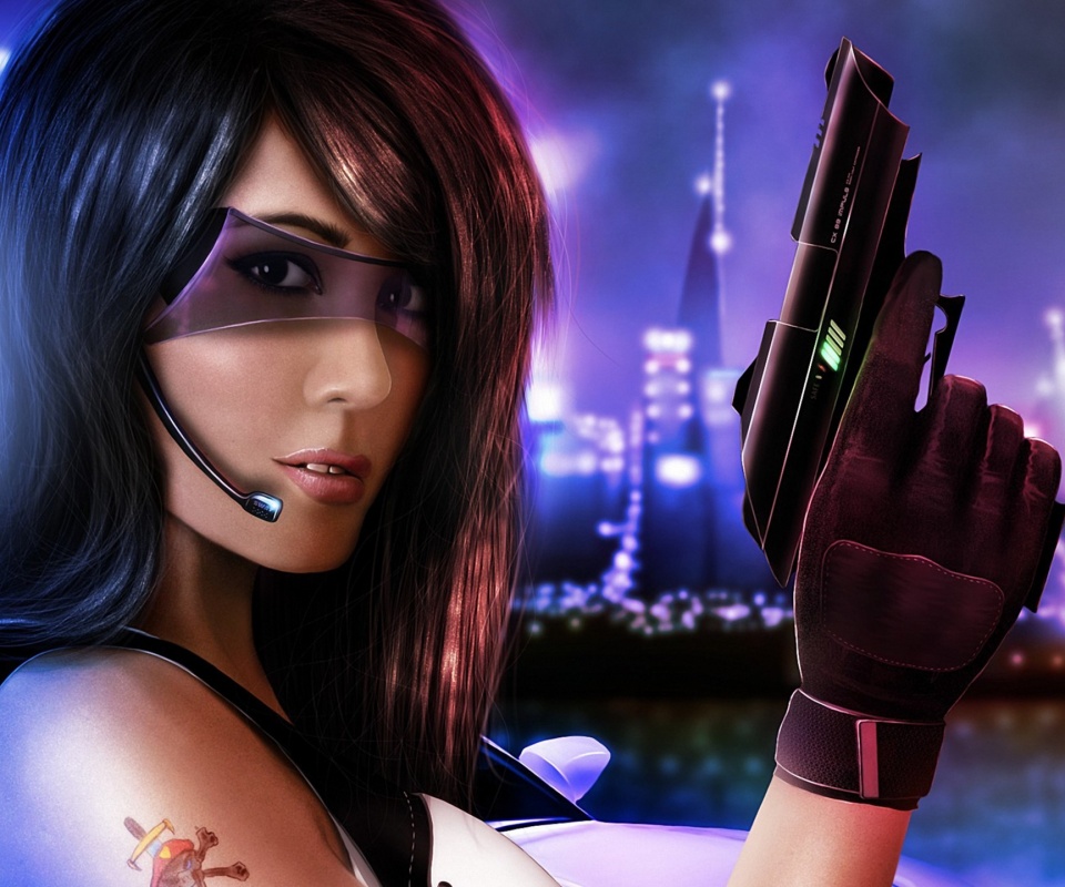 Девушка из будущего с пистолетом обои
