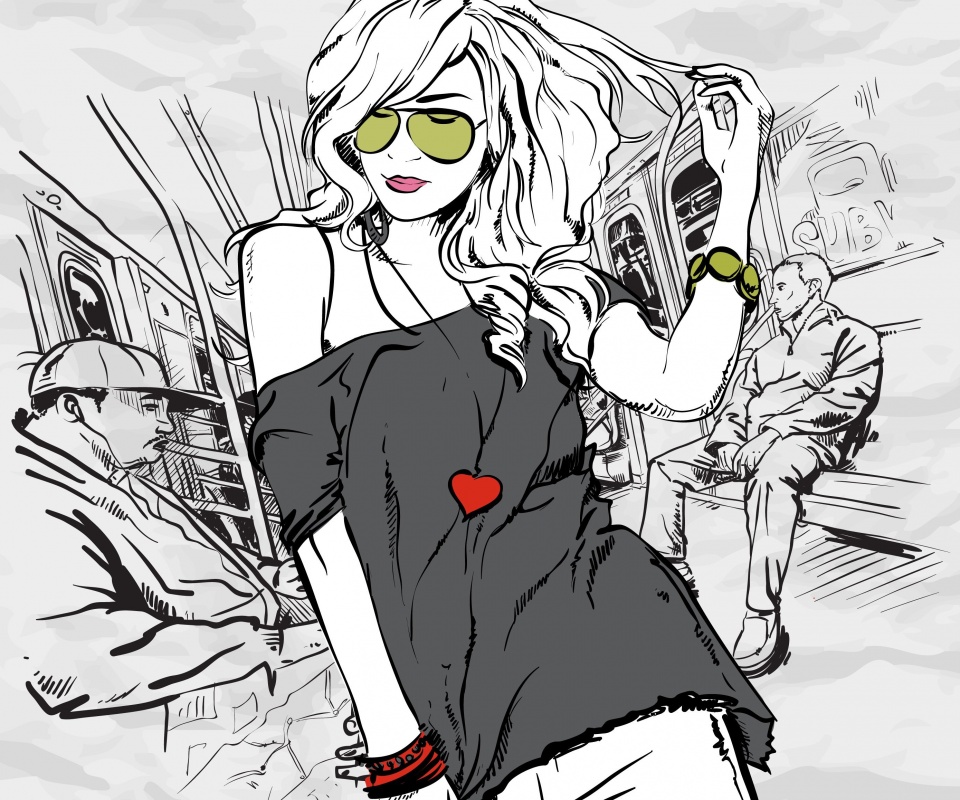 Стильная девушка в метро обои