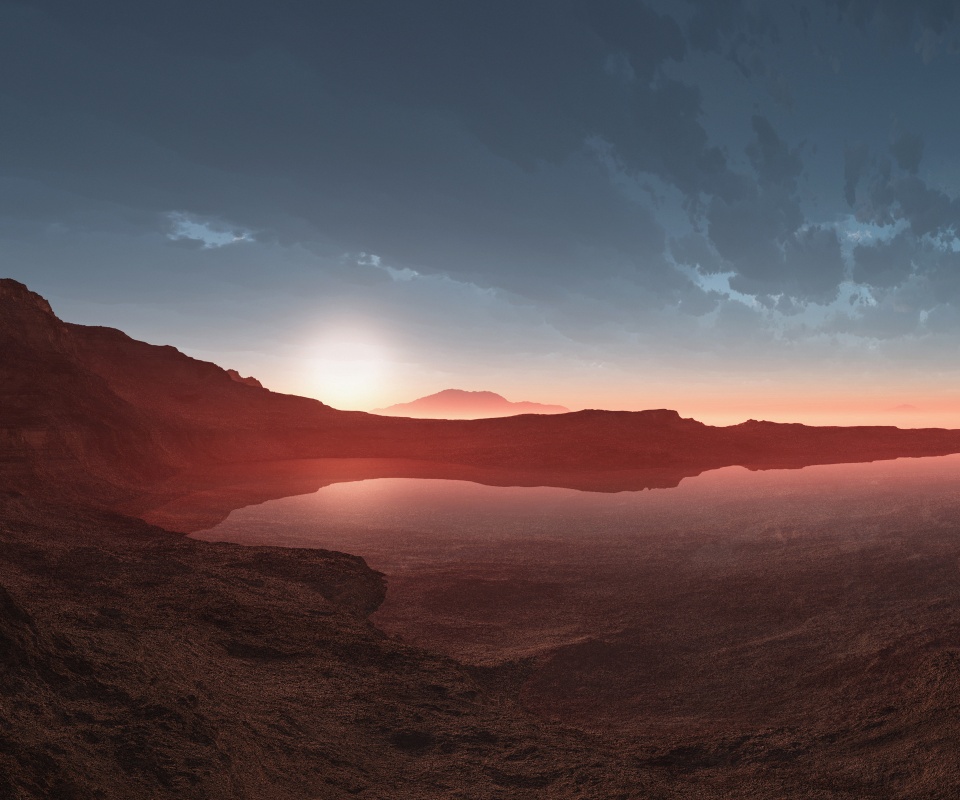 Озеро в каменистой пустыне обои